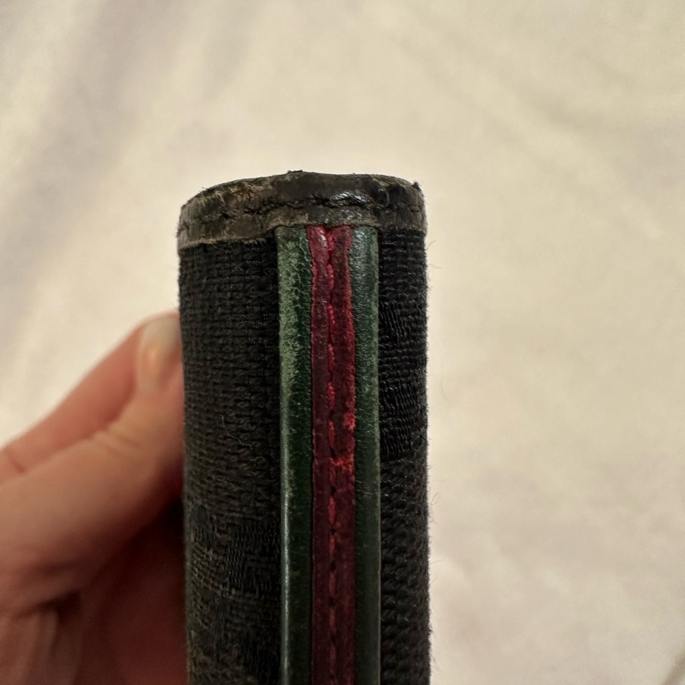 MEN'S GUCCI GG MONOGRAM LOGO CANVAS LEATHER BIFOLD WALLET CLASSIC RACING STRIPE - Picture 4 of 14